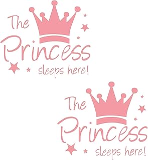 2 Pcs Wall Sticker Princess Sleep Here 13.4 Inch Little Crown Star Art Quotes Wall Decal Decor for Living Room Bedroom