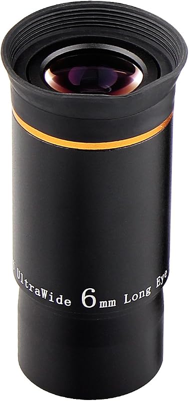 SVBONY Ocular telescópico de 6 mm, ocular de línea dorada, lente ultra gran angular de 66°