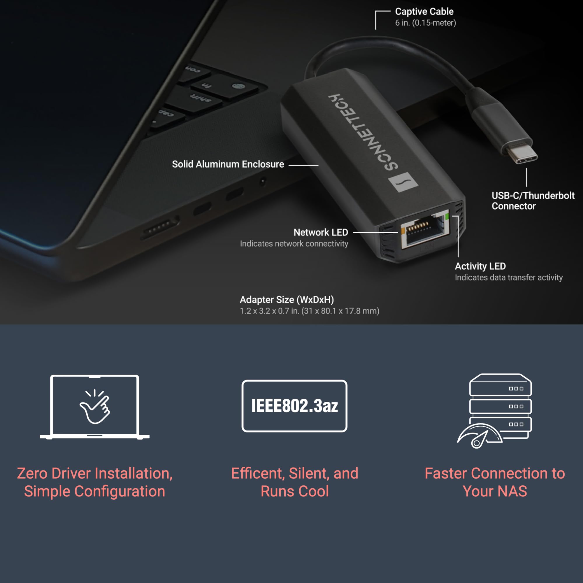Sonnet Solo 5G USB-C to 5Gb Ethernet Adapter - Adattatore