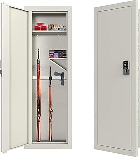 Hidden Gun Safe In Wall Long Gun Safe, 53" Wall Safe Gun Cabinet Safe in Wall, Rifle Gun Safe for Home Office Rifle and Pistols, Quick Access Security Cabinet Gun Storage Cabinet with Removable Shelf - kingwolfox