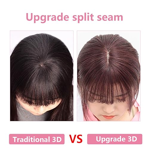 Miniatura 4 de Flequillo con clip de cabello humano 3D con clip en flequillo de aire de una pieza con clip en la parte superior del cabello (3D hecho a mano, negro