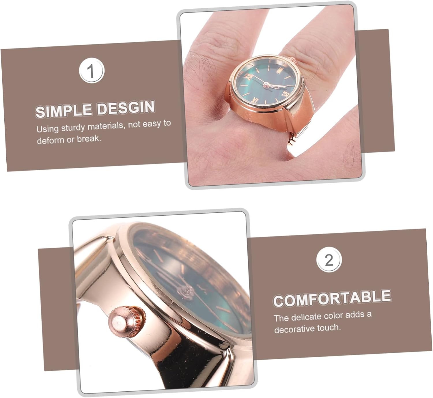 LIFKOME Fashion Finger Watch Ring Mini Roman Numeral Design Material Men and Women Stylish Accessory Outfit
