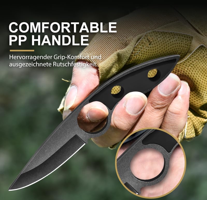 Omesio Petit Couteau de Survie Ceinture Compact Robuste | Étui robuste inclus, format compact. Idéal camping, plein air, cadeau amateurs outdoor.