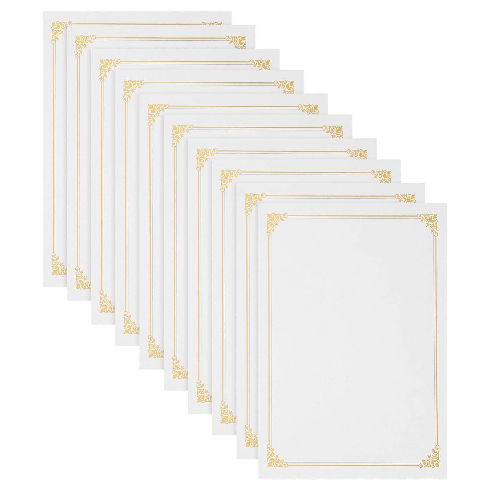 DIYEAH A4 Blank Certificate Paper with Gold Foil Border 10 Sheets - Printable Diploma Award Paper for Graduation Academic and Employee Recognition