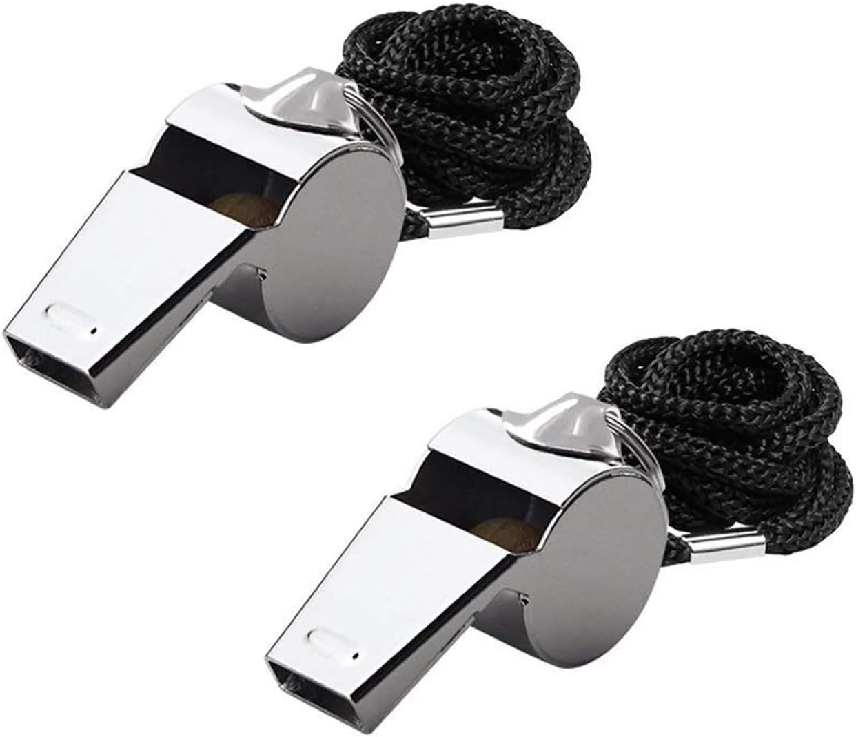 SOLDOUT 2 PCS Aluminum Alloy High Frequency Referee Whistle Outdoor Survival Rescue Whistle With Lanyard (Pack of 2)
