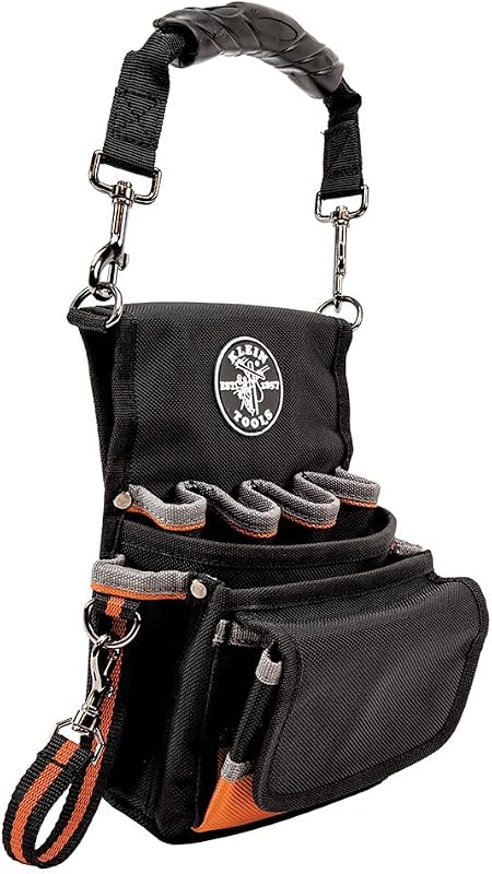 Bolsa para herramientas Klein Tools 5242, bolsa para herramientas Tradesman Pro con cinta aislante, parte inferior reforzada, 9 bolsillos
