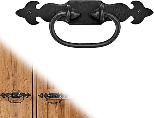 Borderland Rustic Hardware Tirador o manija decorativa de hierro forjado a mano de 8 pulgadas Serie Hacienda acabado negro para puertas correderas Borderland Rustic Hardware Tirador o manija decorativa de hierro forjado a mano de 8 pulgadas Serie Hacienda acabado negro para puertas correderas