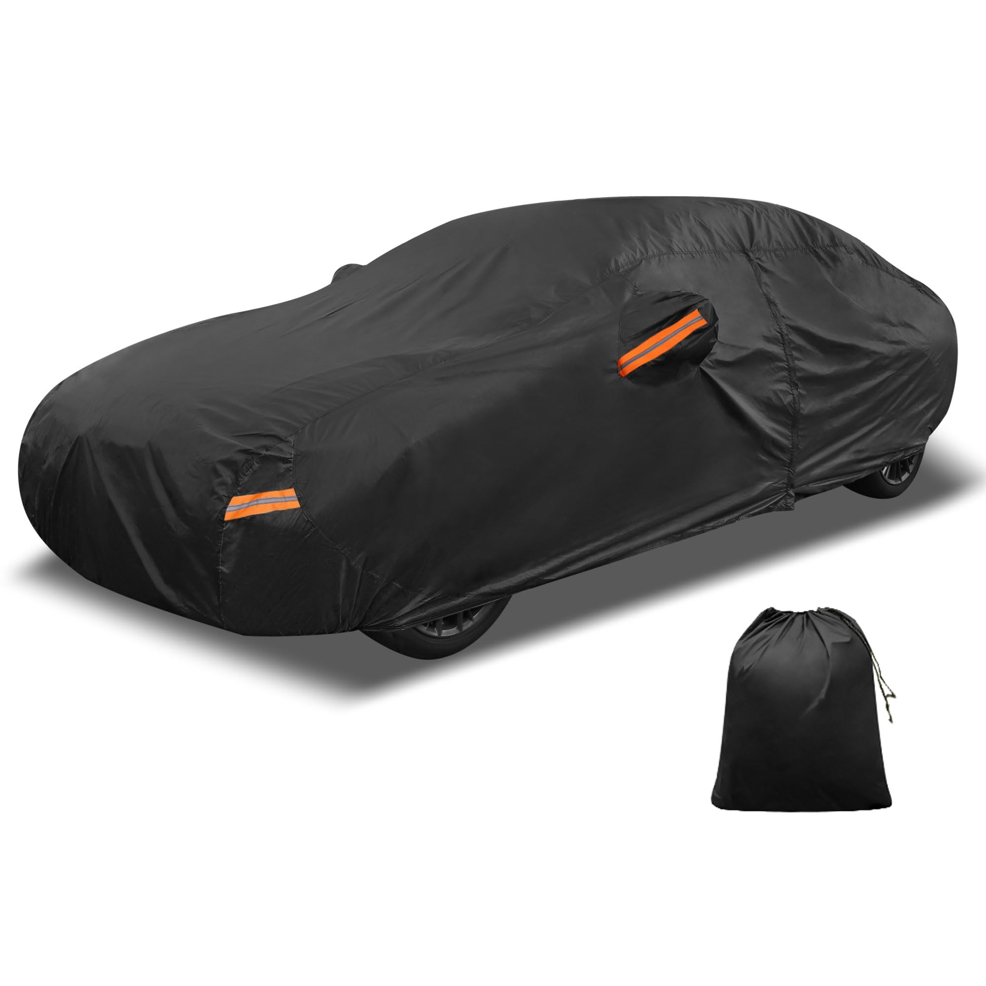 X AUTOHAUX Car Cover Outdoor Waterproof Sun Rain Snow Hail Protection with Left Side Door Zipper 210D-PU for
