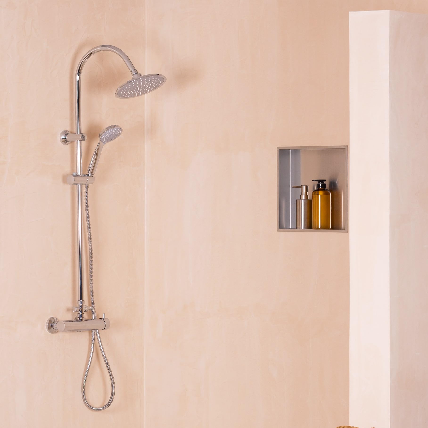Nicchia da Doccia da Incasso 30x30x7 cm | Acciaio Inossidabile | Mensola da Parete per Bagno | Design Moderno | Resistente all'Umidità | EUROSANIT
