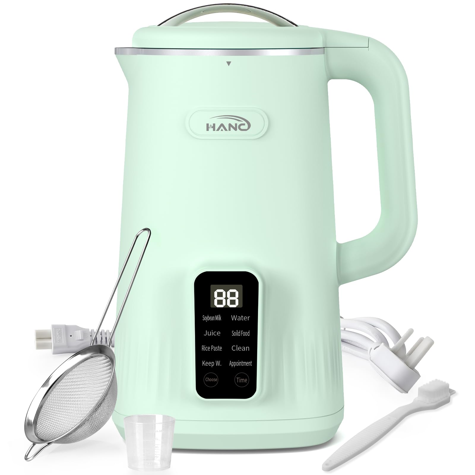 HANC Automatic 8-in-1 Nut Milk Maker Machine, 28oz Quiet Operation Soy Milk Maker, Homemade Almond, Coconut, Juice & Soup, Delay Start/Keep Warm/Self-Cleaning/Boil Water (Cyan)