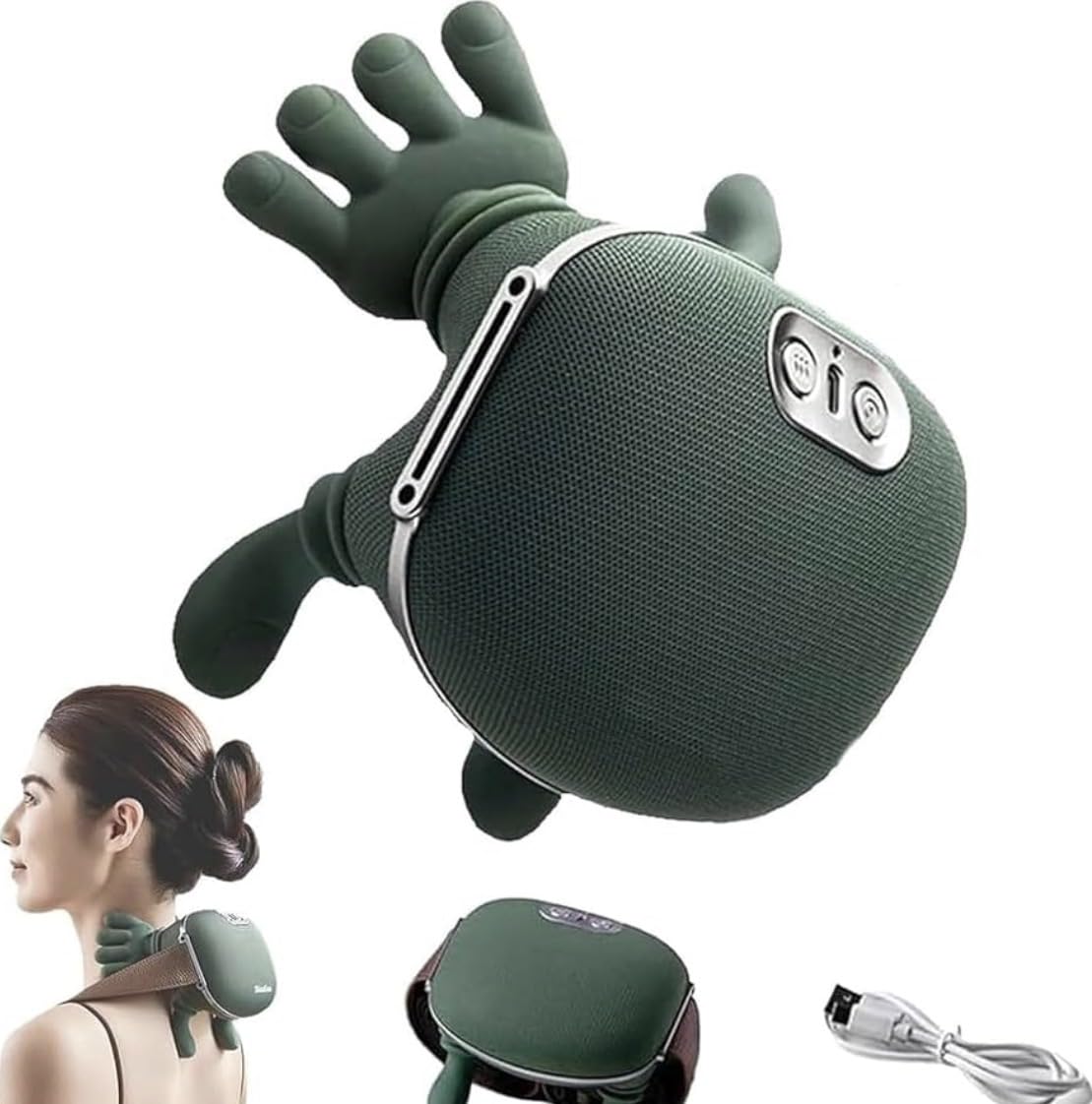 Massaggiatore riscaldante bionico, collo riscaldante, massaggio Shiatsu 4D a 3 velocità, 2 livelli di calore (40°C/45°C), portatile e ricaricabile USB, per casa, ufficio, viaggi, rilassa i muscoli
