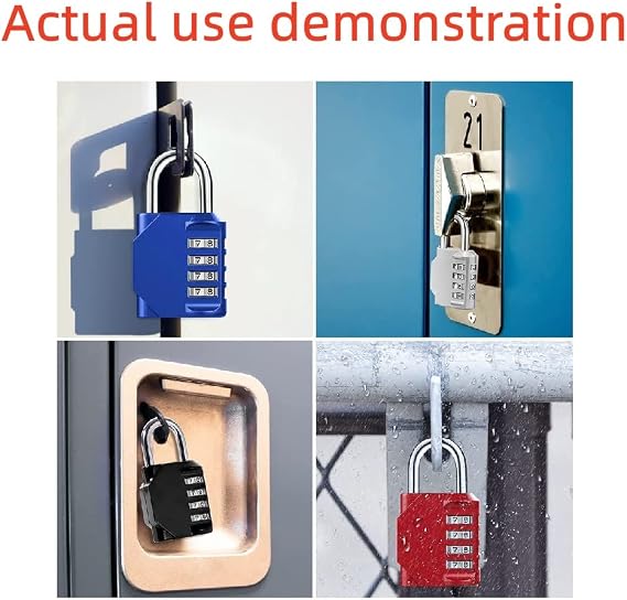 Red Padlock,Combination Padlock, 4 Digit Outdoor Waterproof Resettable Combination Padlock for School Gym Locker, Resettable Combo Lock for School and Gym Lockers
