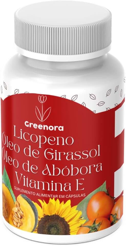 Licopeno com Óleo de Girassol + Óleo de Abóbora e Vitamina E 750mg - 120 Cápsulas | 2 Cápsulas ao Dia