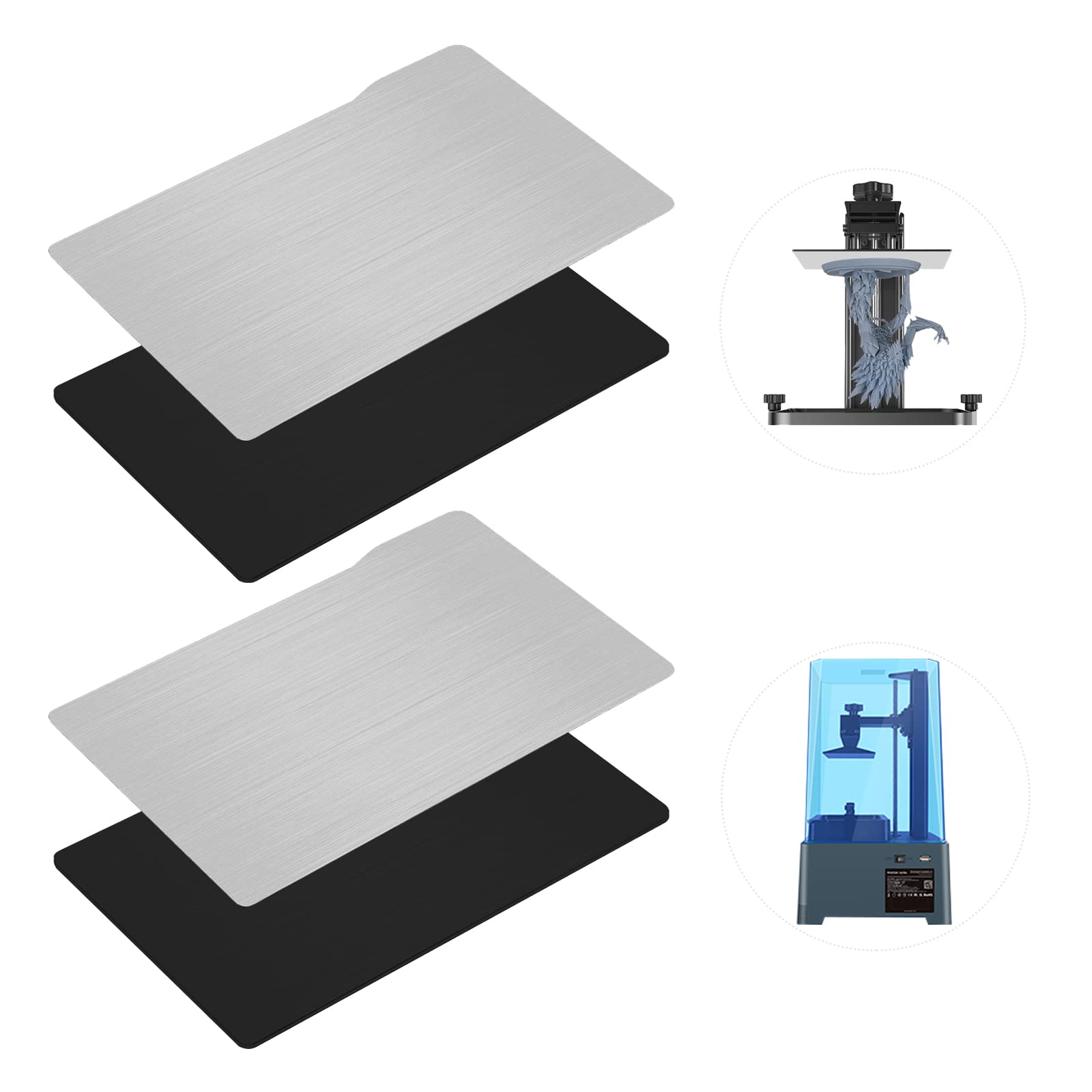 3D-Drucker, Kunstharz, magnetisch, flexible Stahlplatte, Bauplatte und Magnetblech, 135 x 80 mm, flexibles Heizbett für Anycubic Photon/Photon S/ Photon Mono/Photon Mono SE SLA(135 x 80 mm, 2