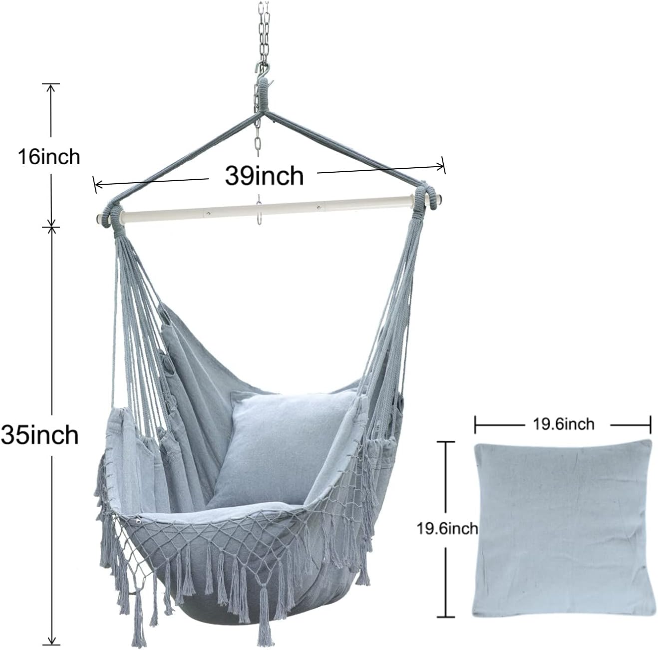 BXL Hammock Chair Hanging Rope Swing with Durable Hanging Hardware Kit, Exquisite Dreamy Round Hanging Chair, 100% Cotton Rope Macrame Swing Chairs…