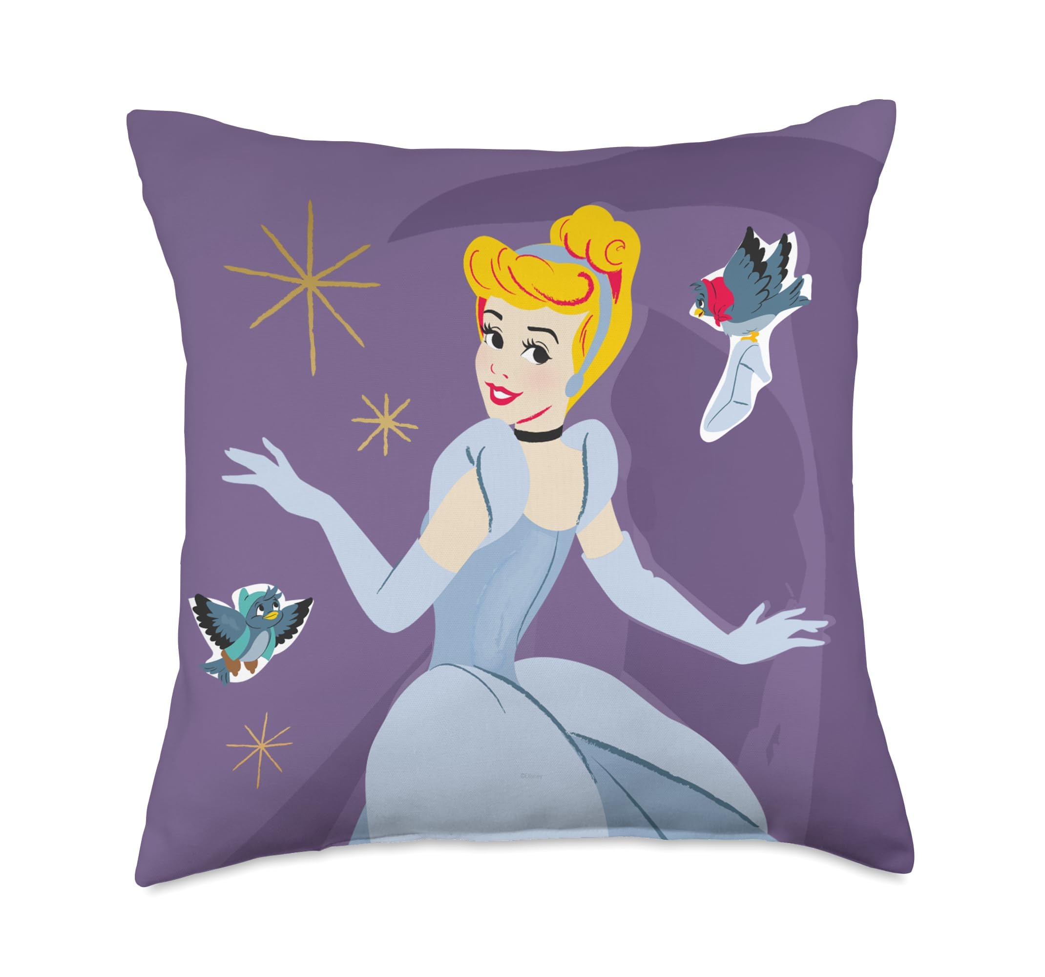 Coussin Disney Princesse Cendrillon violet 45x45 cm pour decoration de chambre fille