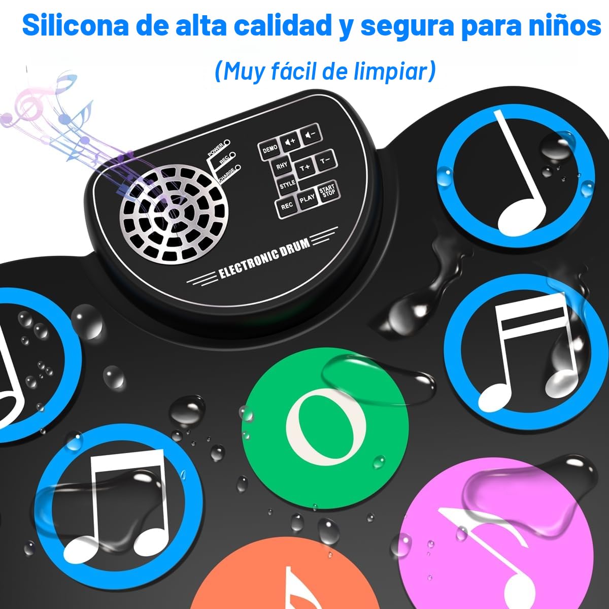 BATERIA ELECTRONICA - BATERIA INFANTIL y ADULTO. Ideal para NIÑOS y principiantes. Con 9 pads, 7 timbres distintos, 10 pistas de demostración y 9 rítmicos. El regalo ideal para Navidad