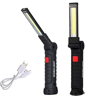 LED Work Light Rechargeable 2Pack, Portable COB Rechargeable Work Lights with Magnetic Base, 5 Lighting Modes, 360°Rotate for Repairing Working Camping Garage Workshop and Emergency Use (Large)
