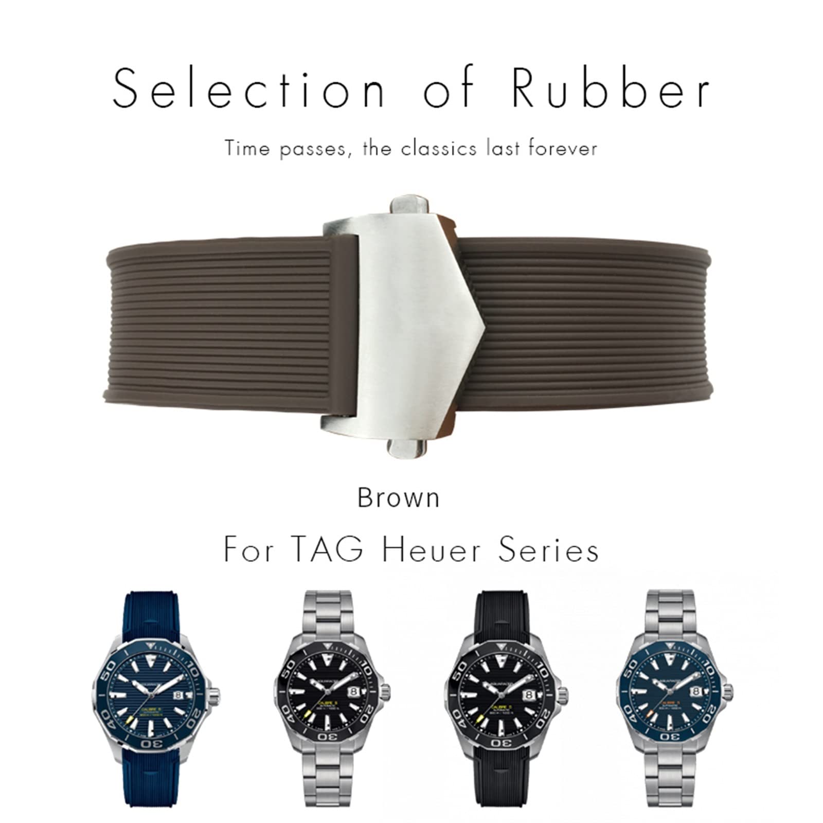 Bracelet de montre étanche en caoutchouc de silicone de 20 mm et 22 mm pour Tag Heuer Carrera Aquaracer F1