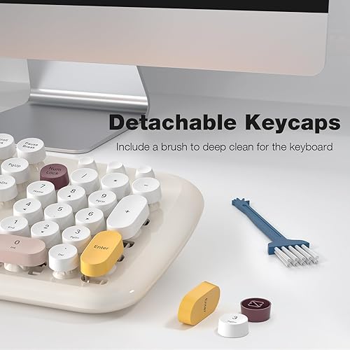 Miniatura 5 de MOFII - Combo de teclado y mouse inalámbricos, teclado retro tipo máquina de escribir, 2.4 G y mouse inalámbrico ajustable DPI de 3 niveles para