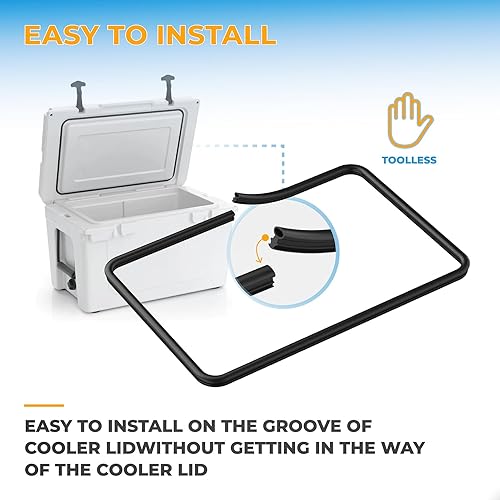 Miniatura 6 de Pokin Junta de tapa de repuesto para enfriadores Yeti RTIC de 20 cuartos o 45 cuartos de galón, junta de goma de 6 pies para piezas de repuesto de