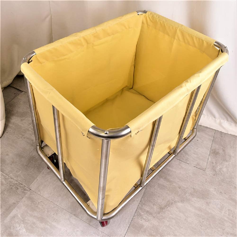 Carrelli Mobili, Carrello per Uso Domestico Carrello in Acciaio Inox Lavanderia in Acciaio Inox Sorter Carrello con Borsa e Ruote, Carrello per Lavanderia, Ospedale/Beige/91 * 56 * 92 cm