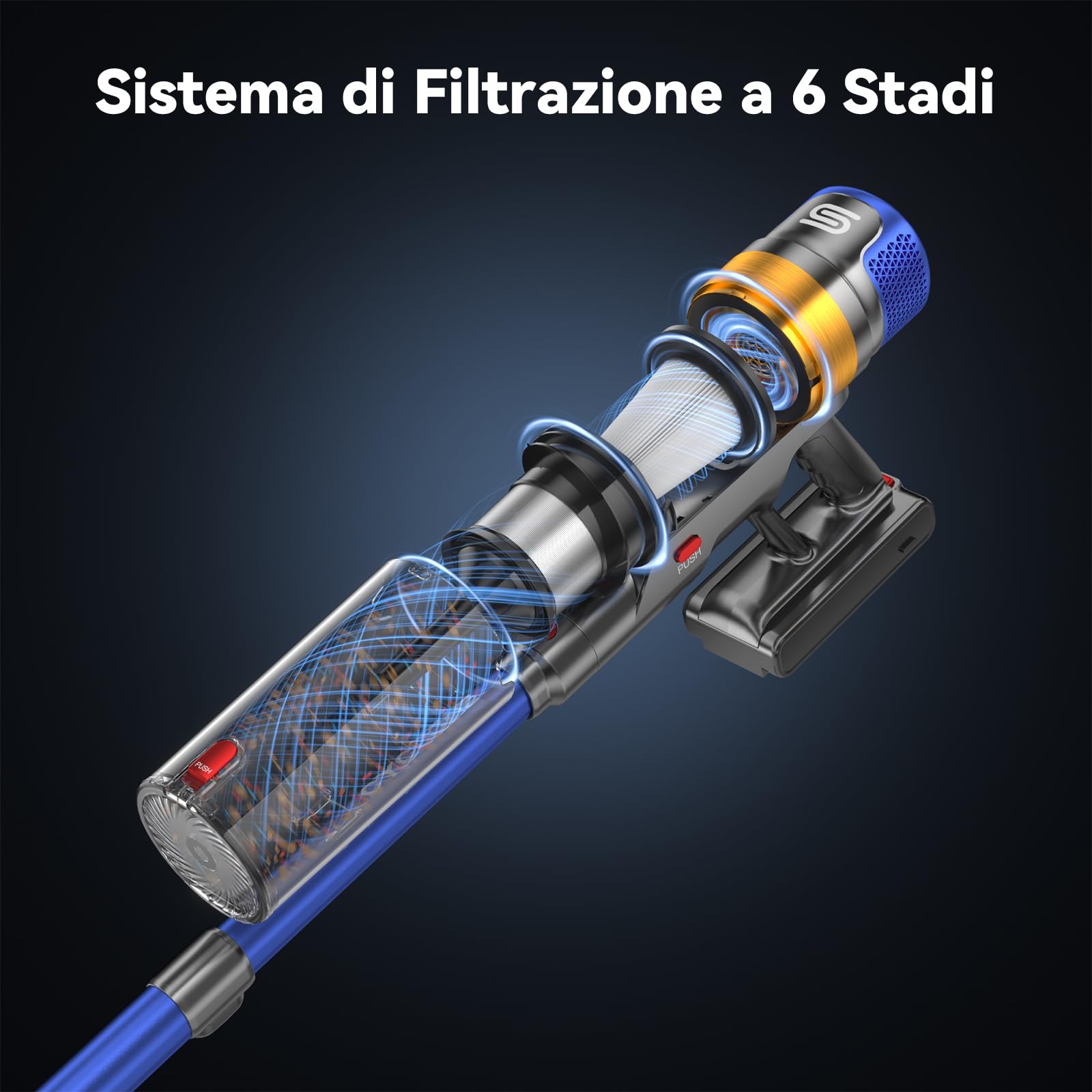 Aspirapolvere senza Fili 48Kpa 580W 70 Minuti, Scopa Elettrica senza Filo Potente con Smart Display, Anti Groviglio, 1.6L Capacità Vacuum Cleaner per Peli Animali Pavimenti Tappeti, X8