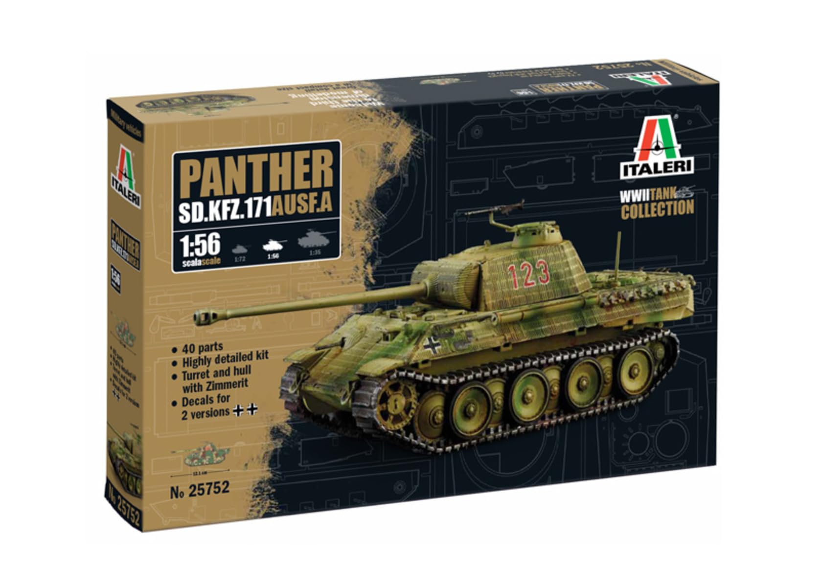 Amazon.com: Italeri 25752 1:56 Sd.Kfz. 171 Panther AUSF. A Model