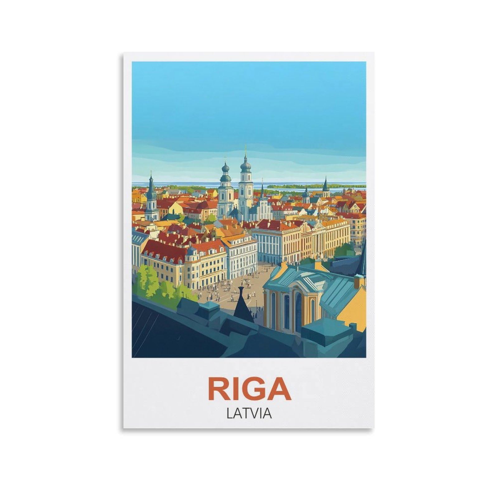 Ymqwjylw Unframe-Style Riga Latvia Vintage Travel Posters 08X12inch(20X30cm) Canvas Printing Home Decor Wall Art Prints