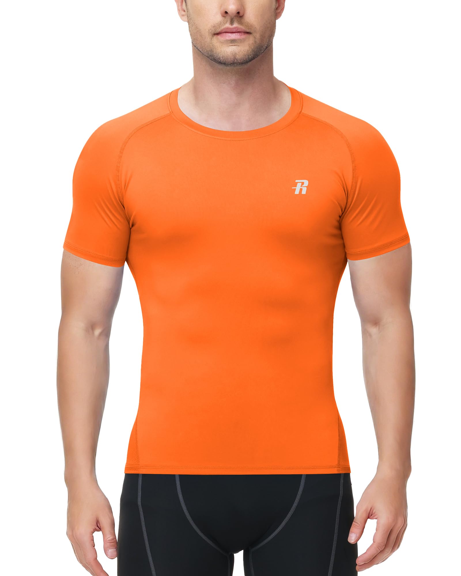 Runhit Kompressionsshirt Herren Kurzarm, Atmungsaktives Sportshirt mit Rücken Mesh, Schnelltrocknendes Compression T-Shirt für Fitness, Laufen & Gym