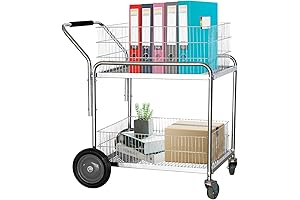 Biosp Heavy Duty Steel Wire Mail Cart for Maximum Mobility