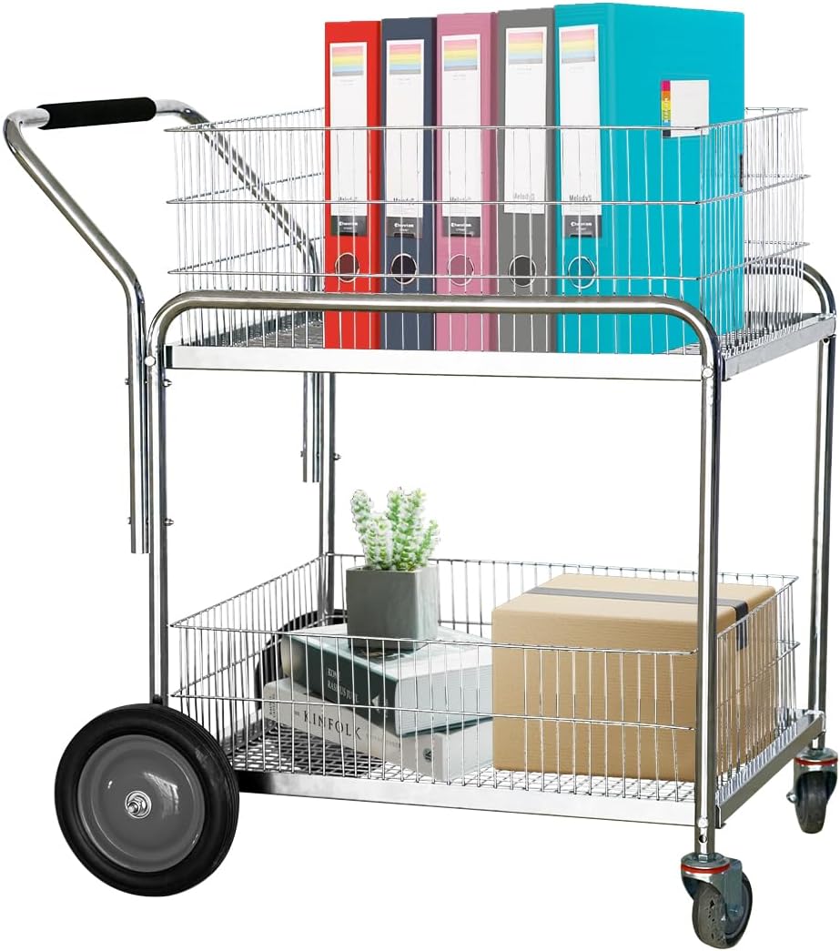 Amazon.com: biosp Heavy Duty Steel Wire Mail Cart with Wheels, 250 Lb ...