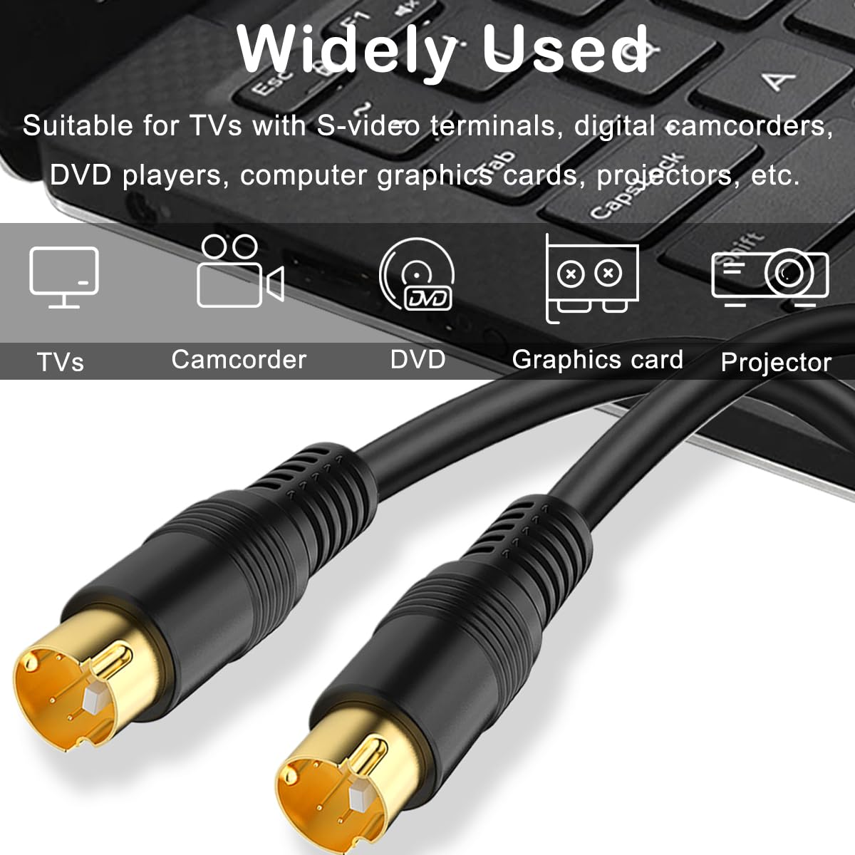Cavo S-Video SVHS 4-PIN SVideo Maschio a Maschio Adattatore per Cavo per Super Video TV Videocamera VHS DVR Lettori DVD, Spine Mini Din a 4 Pin, 2 Pezzi