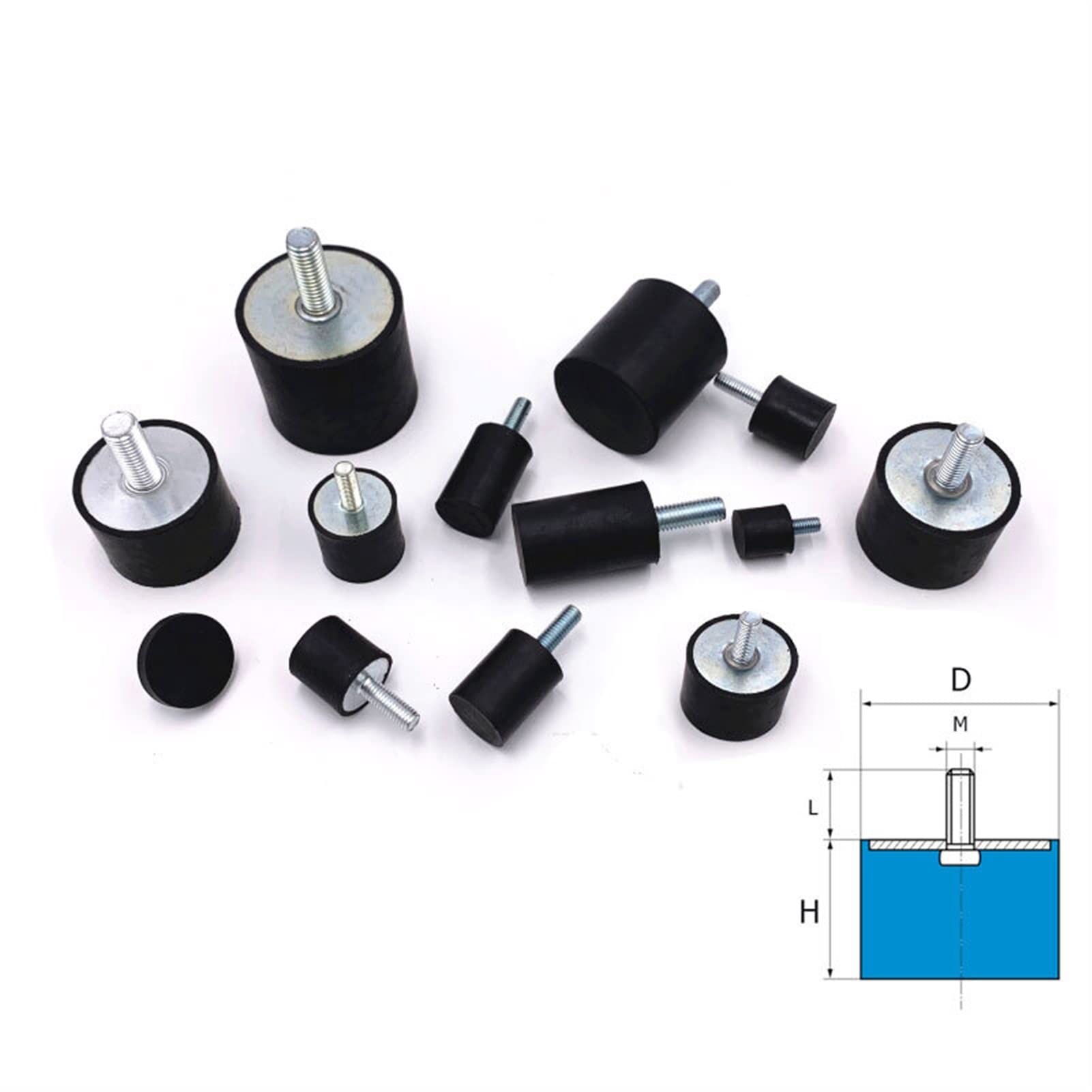 GTPBAO Stud Bushing 4Pcs M3 M4 M5 Single Male Thread Rubber Shock Absorbers, Anti Vibration Isolator for Air Compressors,Water Pump, Welding Machine Threaded Isolator (Size : D10 x H10 M4)