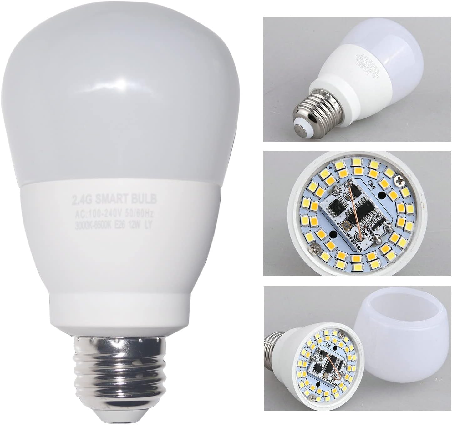 12W E26 Smart LED Light Bulbs Dimmable with 2.4GHz Wireless 3-Zone Remote Control - Adjustable Color Temperature (Warm/Cool) and Brightness 2 Pack (2 Bulb+1 Remote)