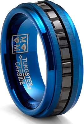 Metal Masters CO. Tungsten Mens Eternity Princess Ring Two-Tone Wedding Band 8MM
