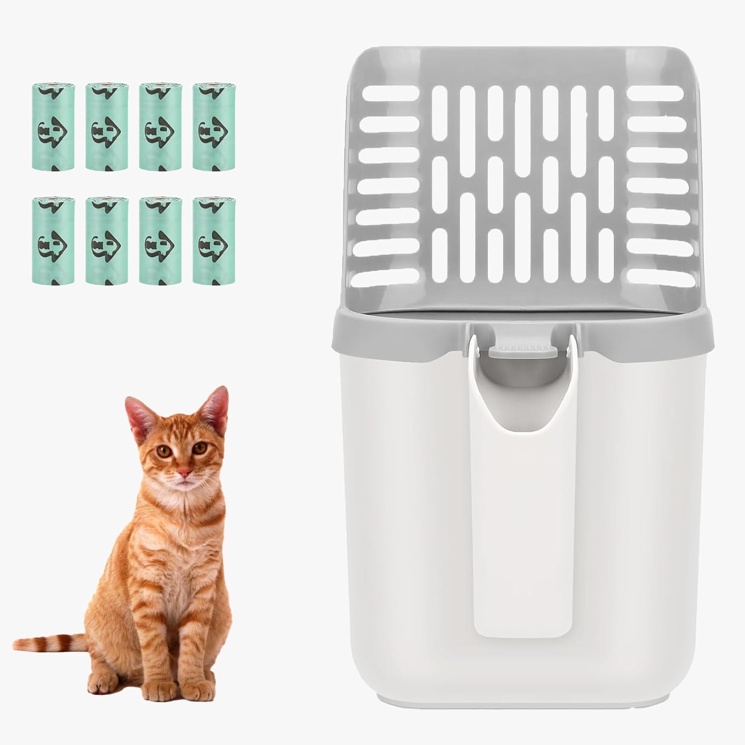 HEOIZI Cat Litter Scooper with Bags,Cat Box Scooper with