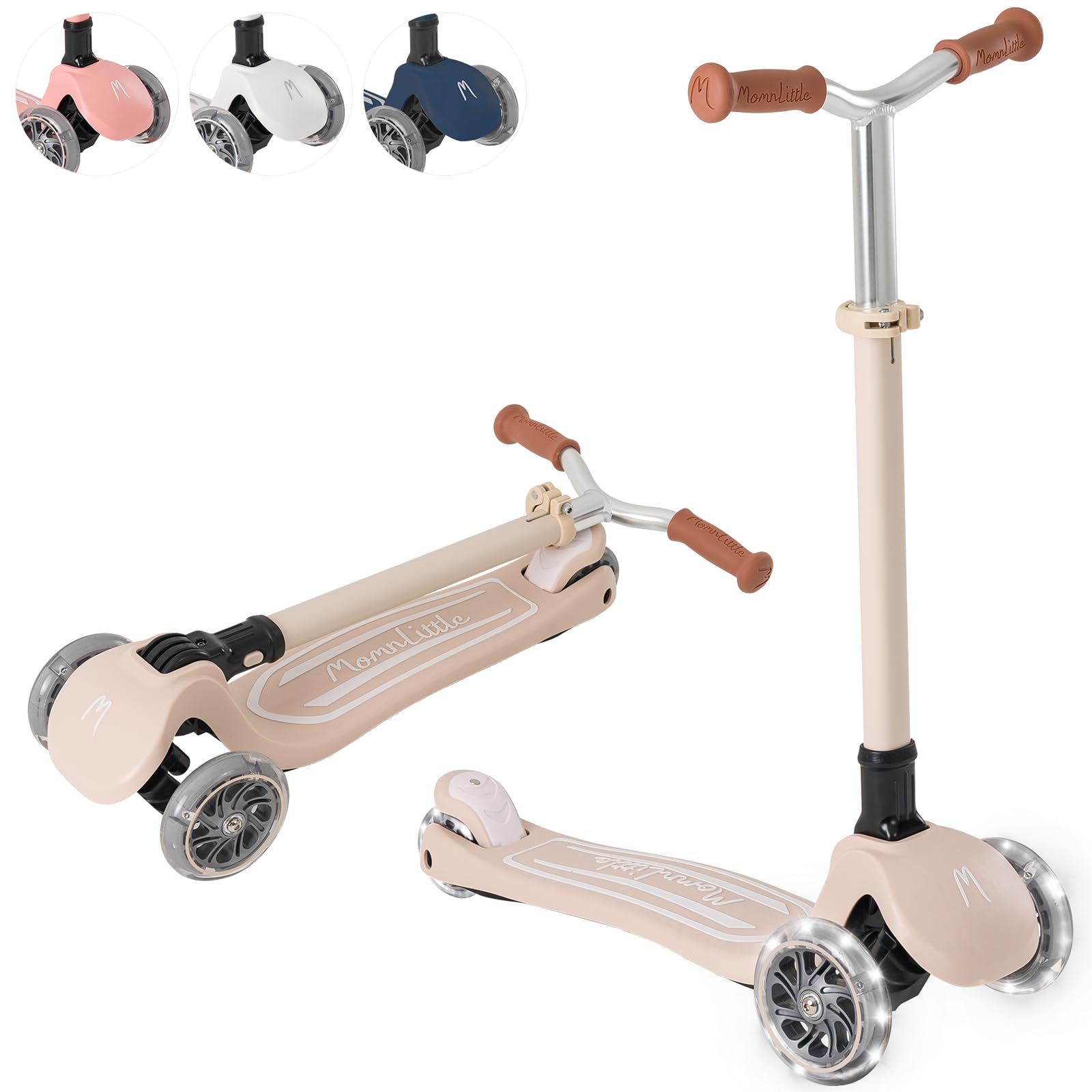 Amazon.com : MomnLittle Kick Scooter for Kids Ages 3-10 (Beige) 3