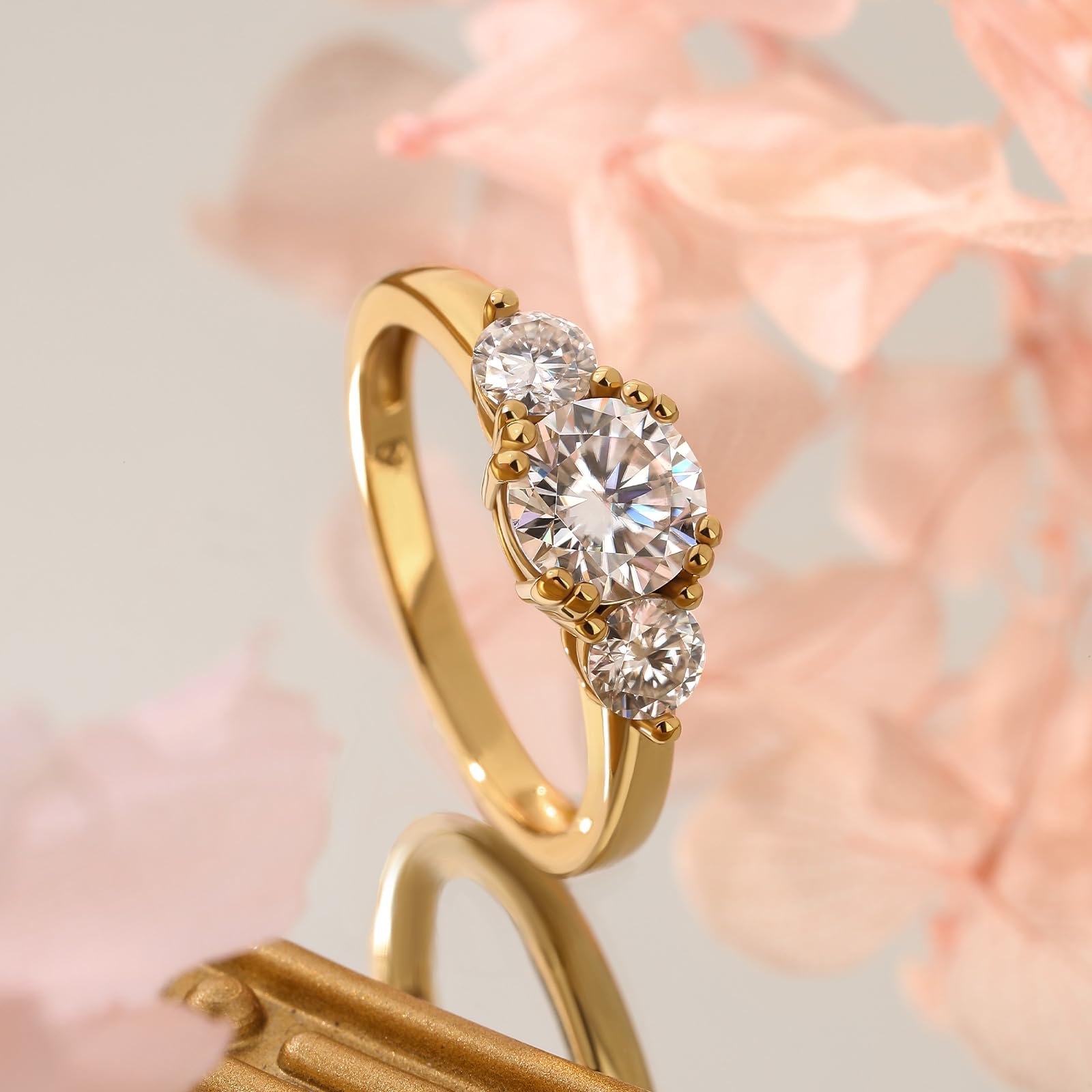 Damen Moissanit Klassisch Trauring Rundschliff Stein Ehering 925 Sterling Silber Verlobungsring Hochzeit Versprechnung Band Ring Glänzend Ewigkeitsring für Frauen Geschenk
