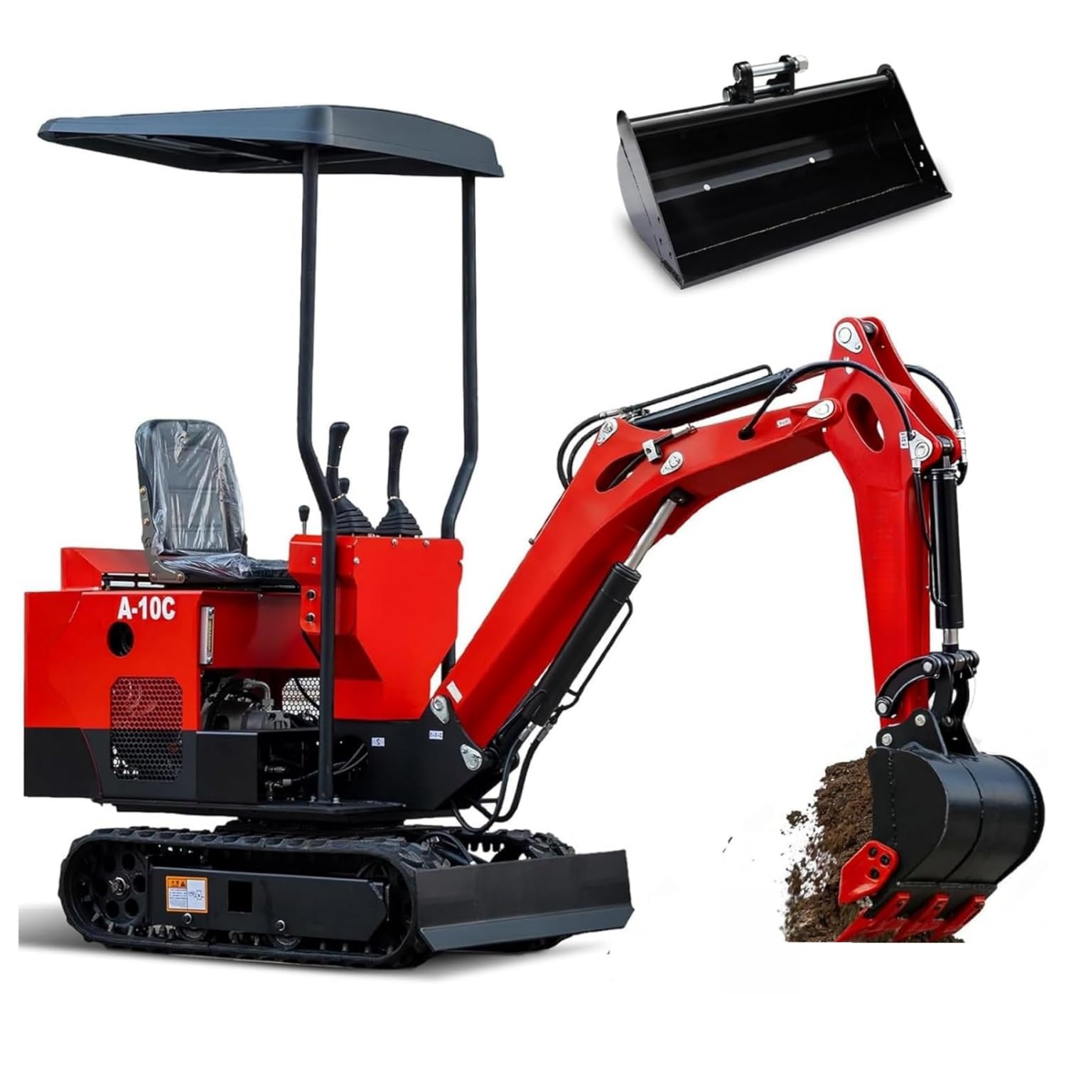 13.5HP Mini Excavator - Gasoline Powered Hydraulic Crawler Digger with 360° Rotation & Internal Hose Protection for Farming(10C-B)
