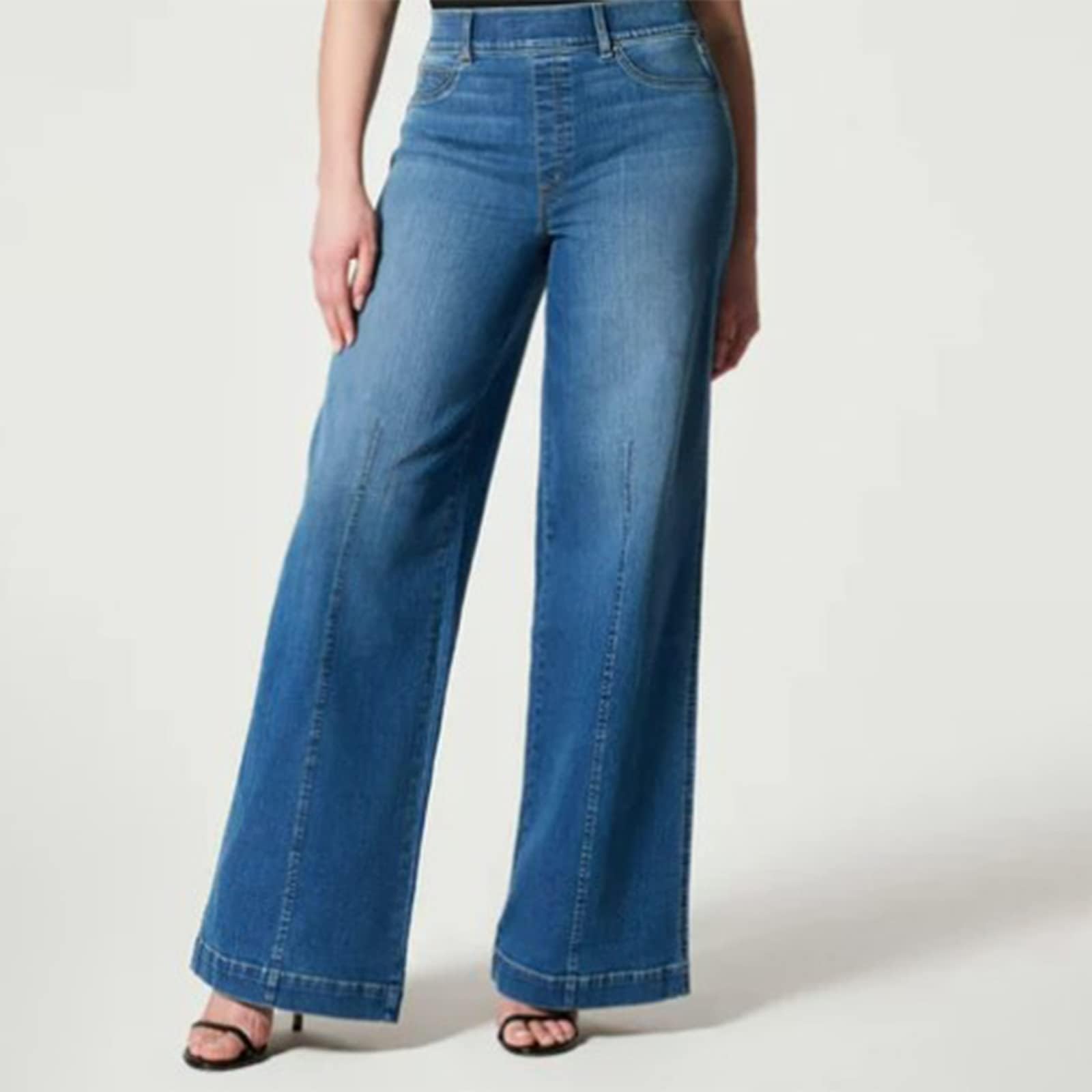 CBYXDYCBYXDY Stretch Seamed Front Jeans for Women, Seamed Front Wide Leg Jeans,Oprah Favorite Jeans. (Blue,3XL)