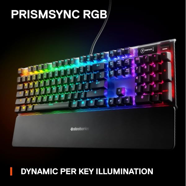 SteelSeries Apex 7 - Mechanical Gaming Keyboard - OLED Display - Red Switches - English (QWERTY) Layout, Standard - 3