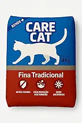 Care Cat Areia Sanitária para Gatos, Fina Tradicional, 4kg, Controle de Odores
