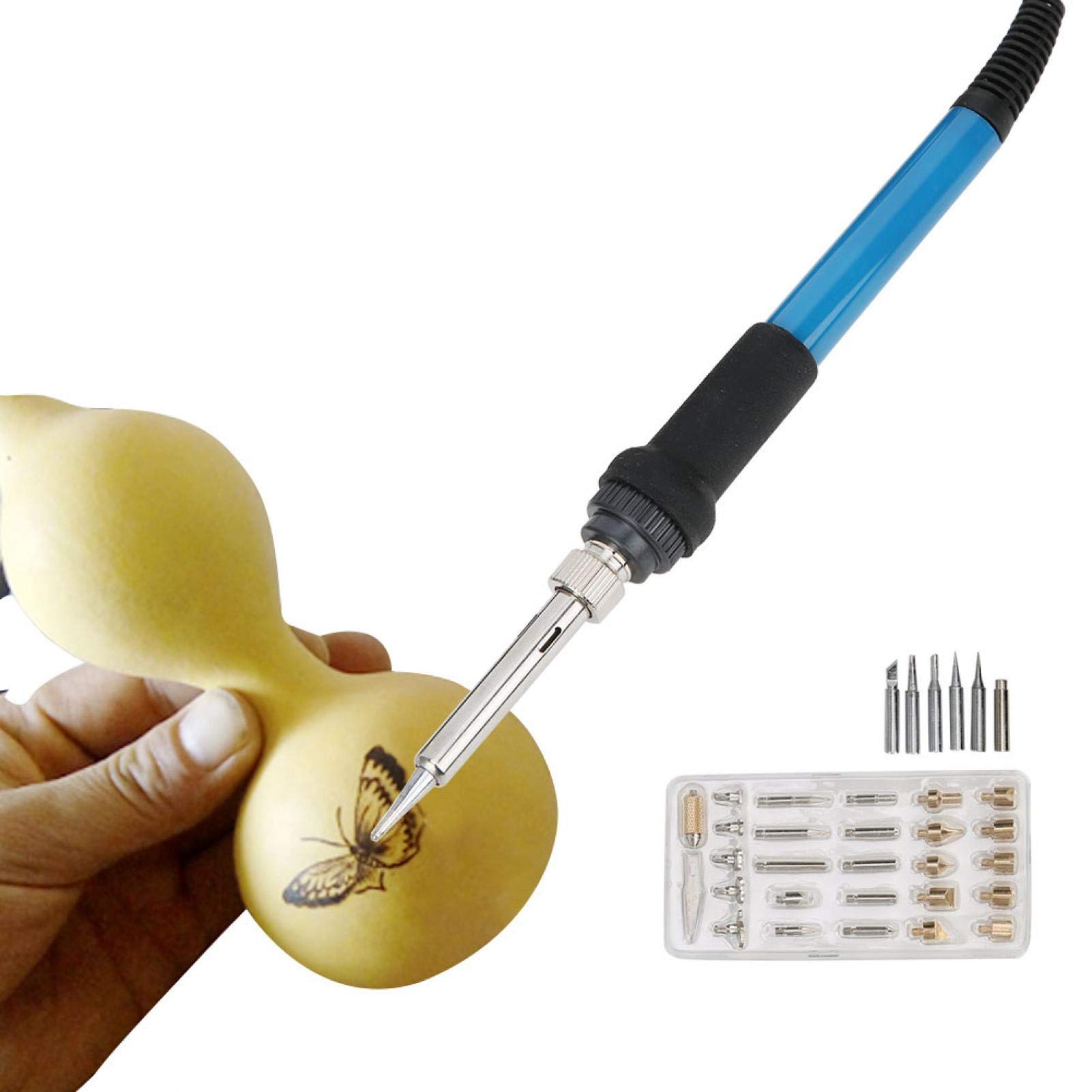 Kit Pyrogravure 60W Avec 33 Pointes - Fer à Souder électrique Réglable Pour Bois, Bricolage, Création Artistique (Prise EU 220V)