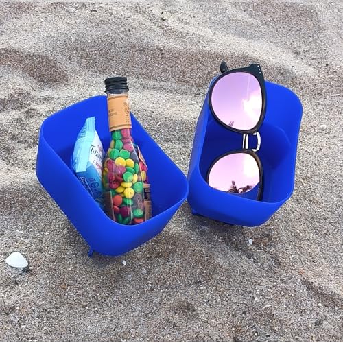 Luuzuu Sand Beach Drink Holder for Sand Beach Drink Cup Holder with Pocket Beach Sand Coasters Drink Cup Holders for Travel Multicolor 2 Pack Color Deep Blue