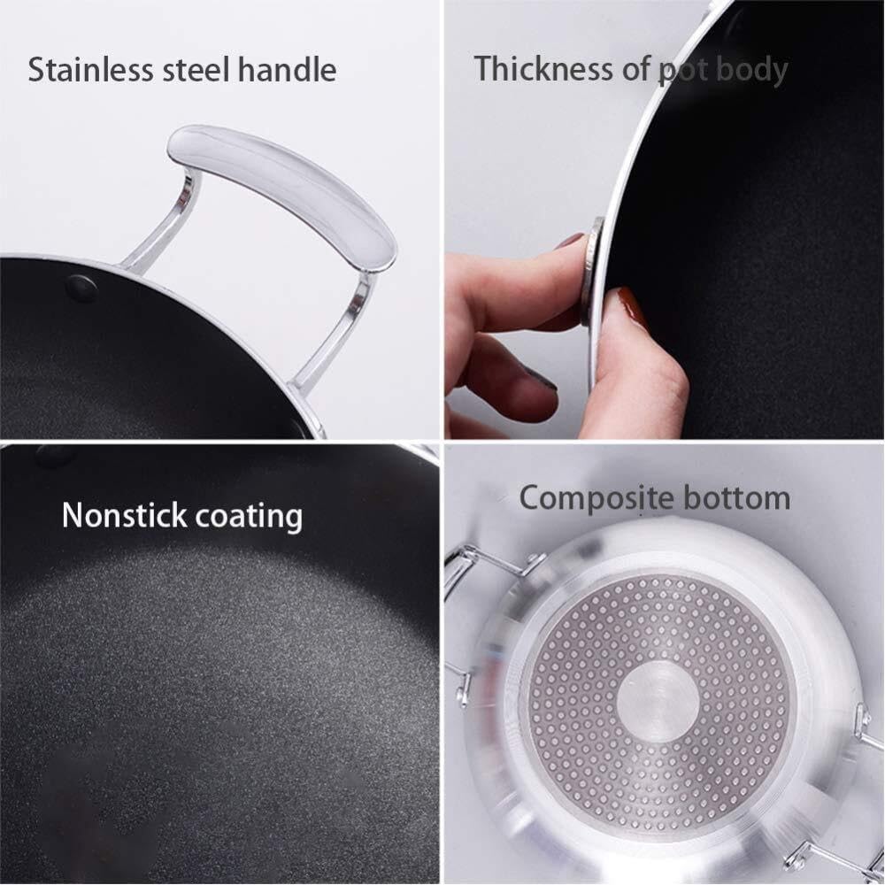Non-Stick Pan – Aluminum Alloy Frying Pan with Glass Lid, Double Handle, Suitable for All Stovetops, Including Induction, Easy to Clean-One Color-34cm