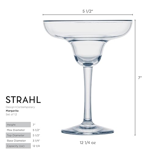 Miniatura 2 de Strahl Vasos de margarita de policarbonato irrompible, diseño de alcohol transparente inastillable para cóctel, bar en casa, pub y restaurantes,