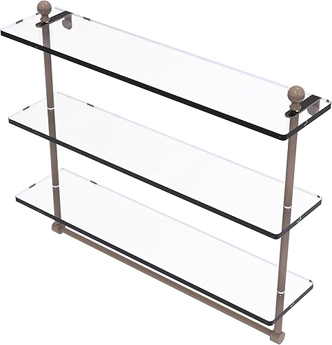 Miniatura 10 de Allied Brass MA-516TB Mambo Collection - Estante de cristal integrado de triple nivel de 16 pulgadas, latón pulido