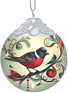 ETASUIOL Colgante de cristal de Navidad con estampado de notas musicales, elegante colgante redondo de cristal con cadena para vacaciones y cumpleaños, talla única