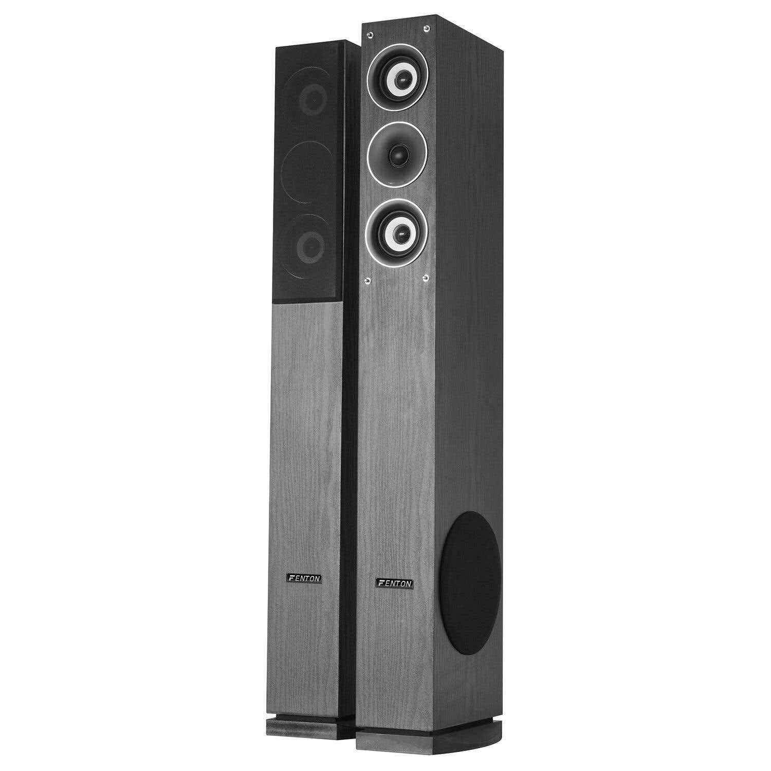 Fenton SHFT52B Paire Enceintes Colonne HiFi Design - Noires, Max 500 Watts, Enceinte Colonne HiFi 3 Voies, SPL 88 DB, 20 Hz à 20 kHz, Son Haute-fidélité, Enceinte Colonne Bois Home Cinema